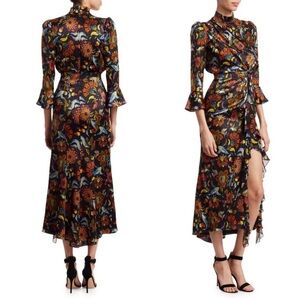 cinq a sept julianna paisley silk midi dress size 6